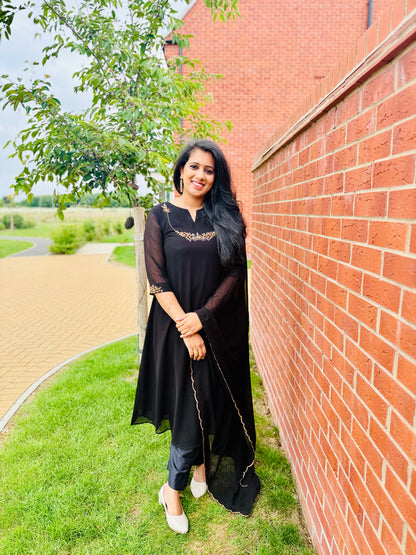 QS700 - Black Georgette Anarkali Set