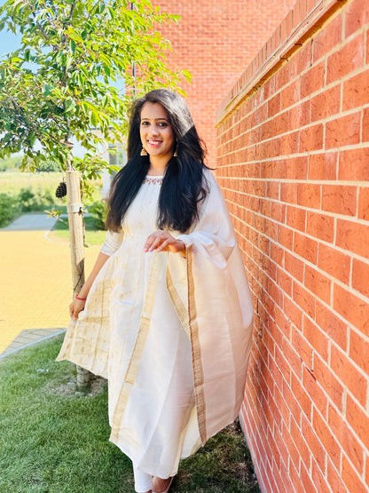 QS705 - Tissue Anarkali Set