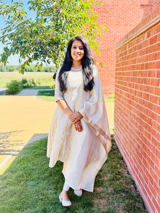 QS705 - Tissue Anarkali Set