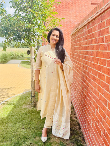 QS702 - Beige Jamdhani Salwar Set