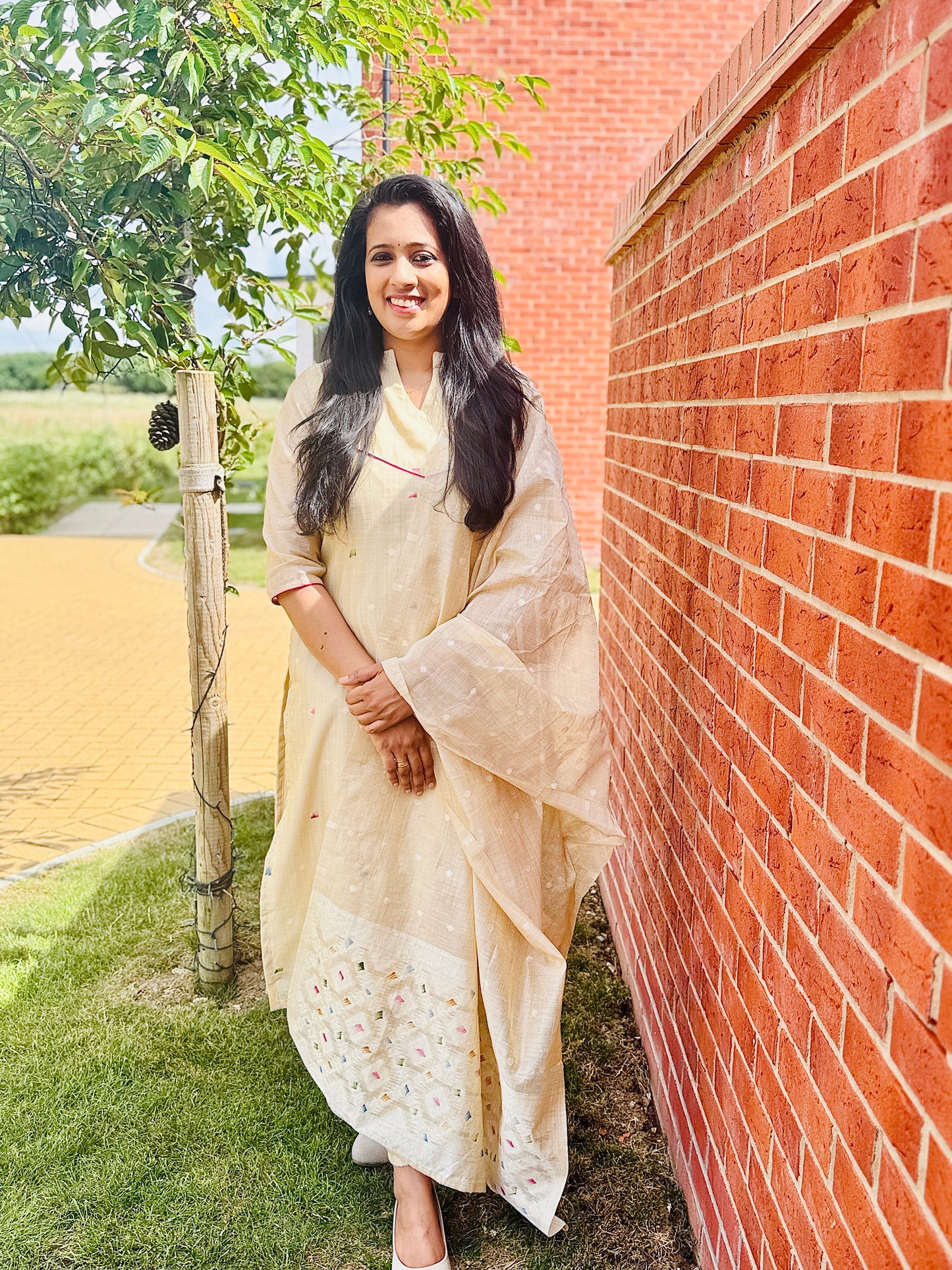 QS702 - Beige Jamdhani Salwar Set