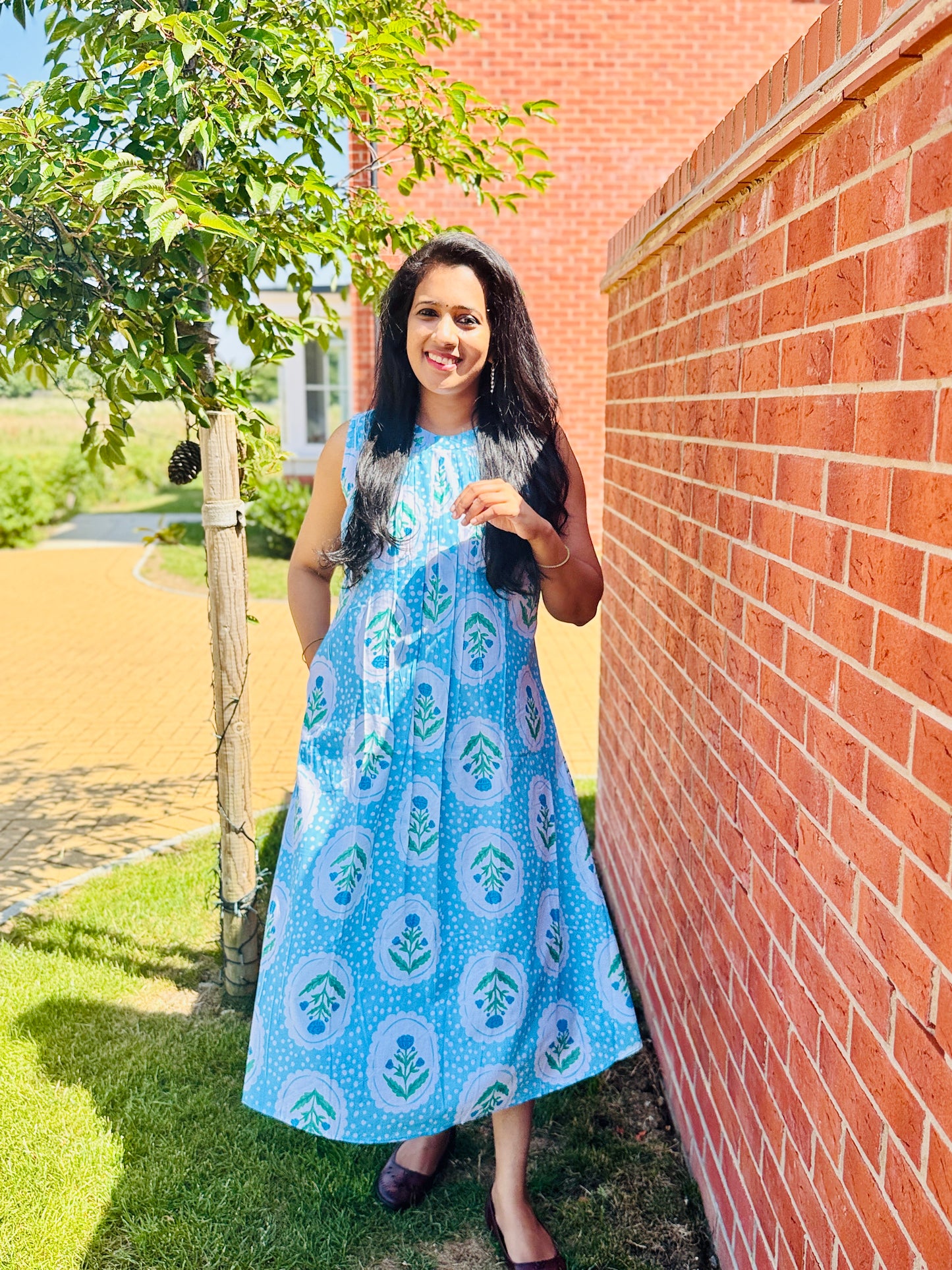 QS716- Sky Blue Cotton Kurta