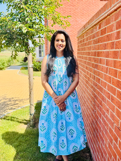 QS716- Sky Blue Cotton Kurta