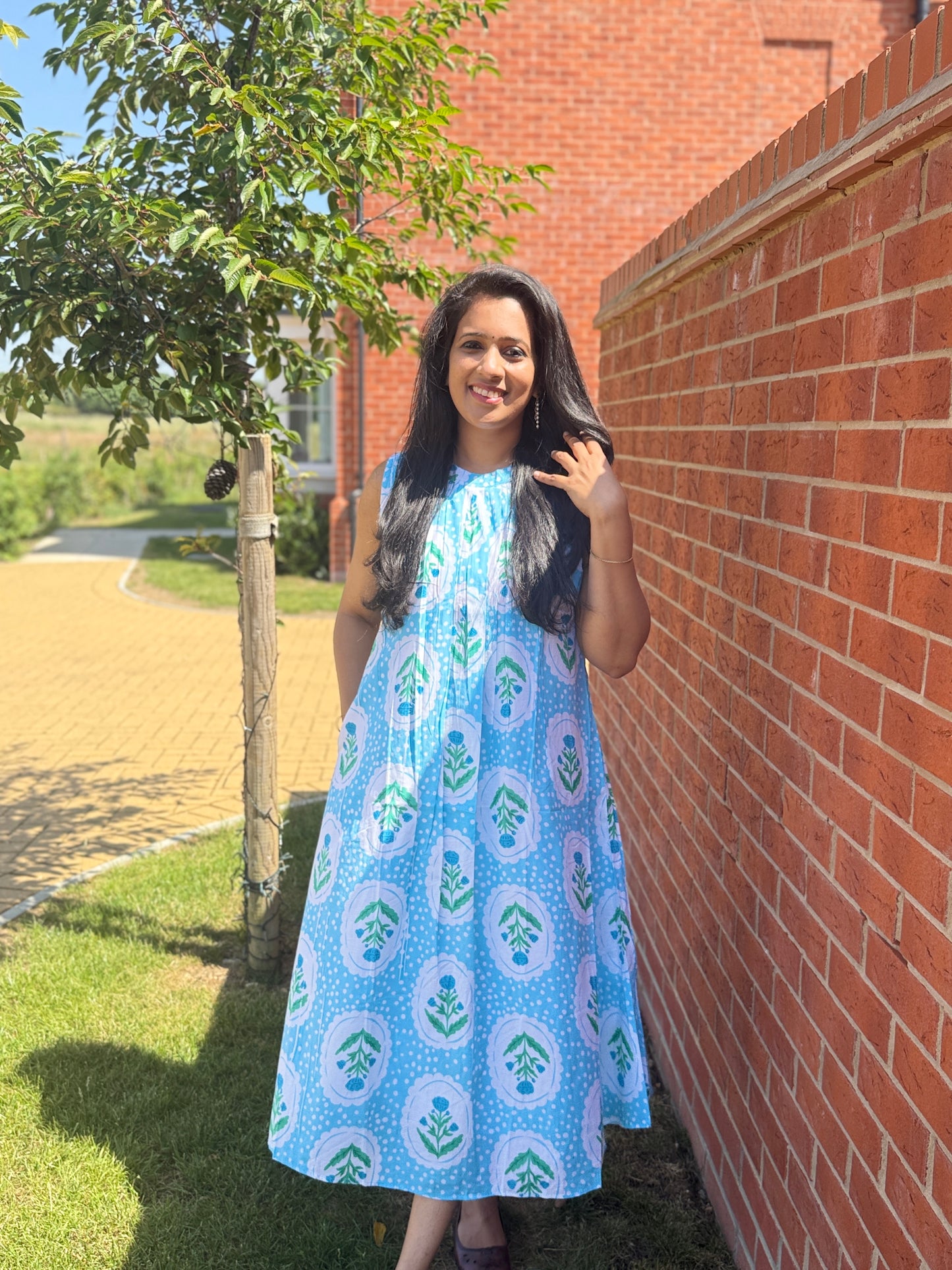 QS716- Sky Blue Cotton Kurta