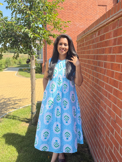 QS716- Sky Blue Cotton Kurta