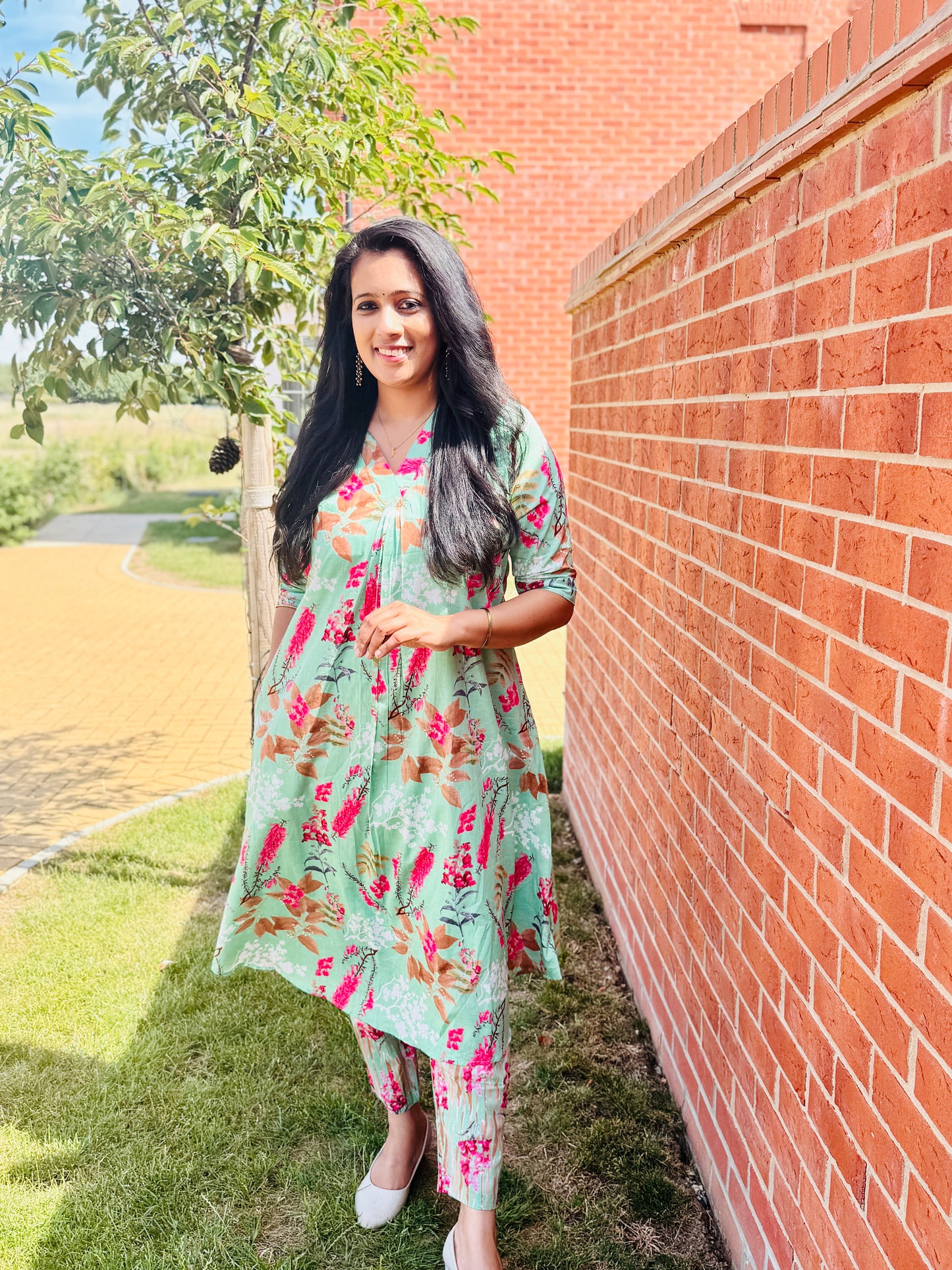 QS739- Sea Green Cotton Coord Set