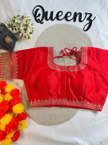 QB081- Vichithra Silk Embroidery Blouse