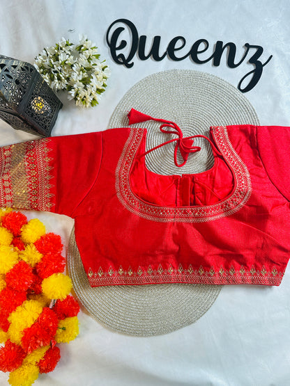 QB081- Vichithra Silk Embroidery Blouse
