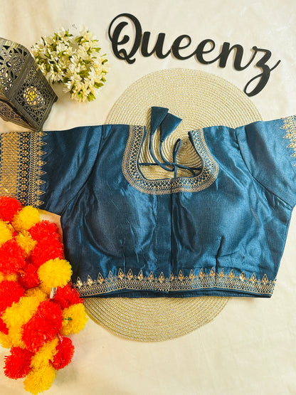 QB081- Vichithra Silk Embroidery Blouse