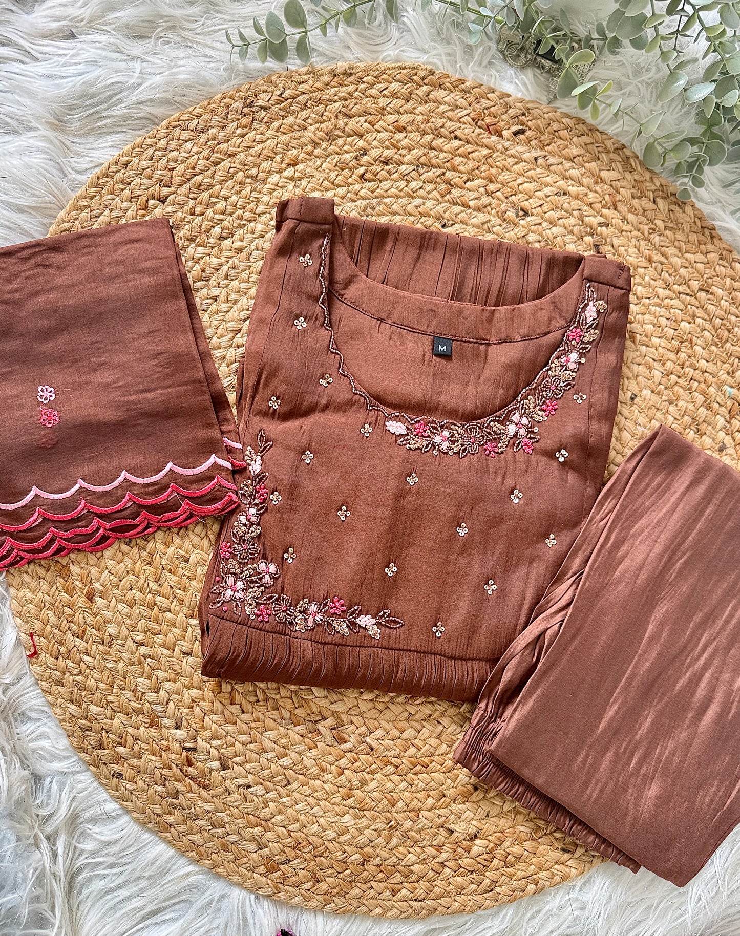 QS720 - Premium Coffee Brown Mul Chanderi Anarkali