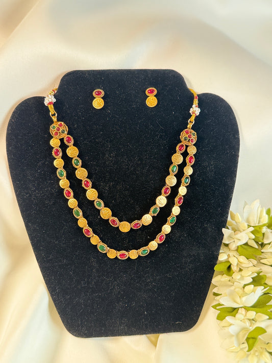 QJ106 -Double Layer Small Coin Necklace