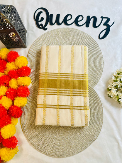SS203-Borderless Lurex Weaved Kerala Saree