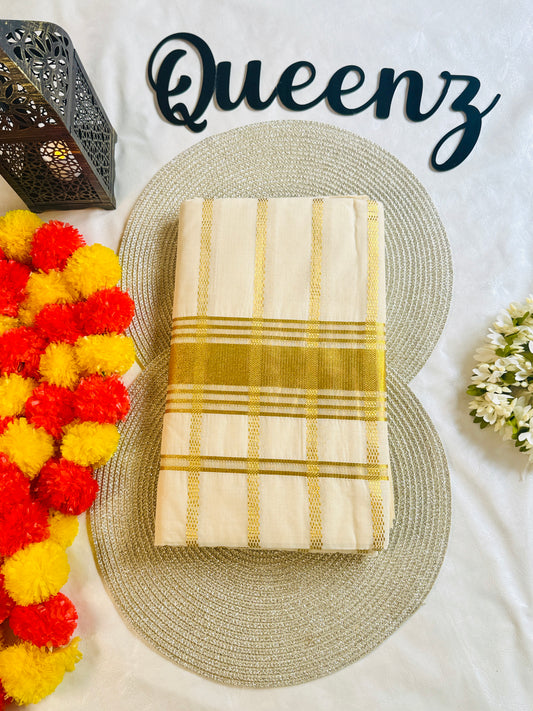 SS203-Borderless Lurex Weaved Kerala Saree