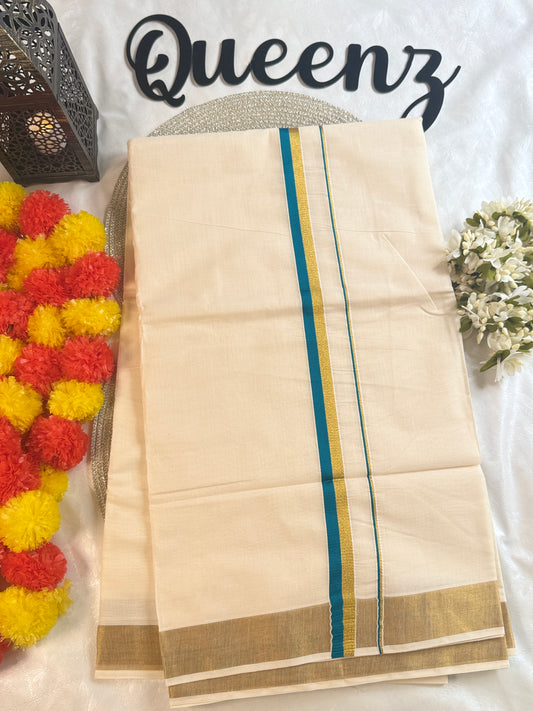 SS055- Puliyilakkara Kerala Saree-Blue