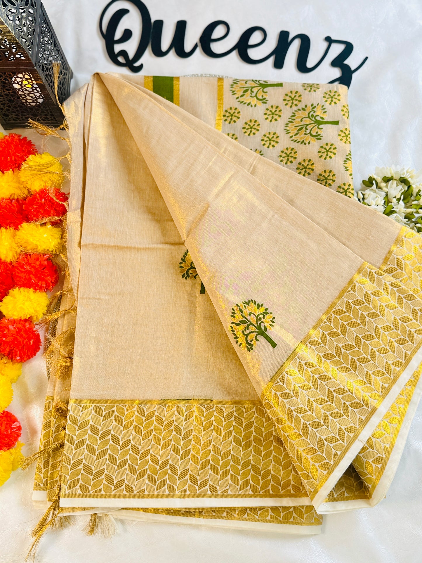 SS205-Tissue Tree Weaved Premium Saree With Stitched Blouse