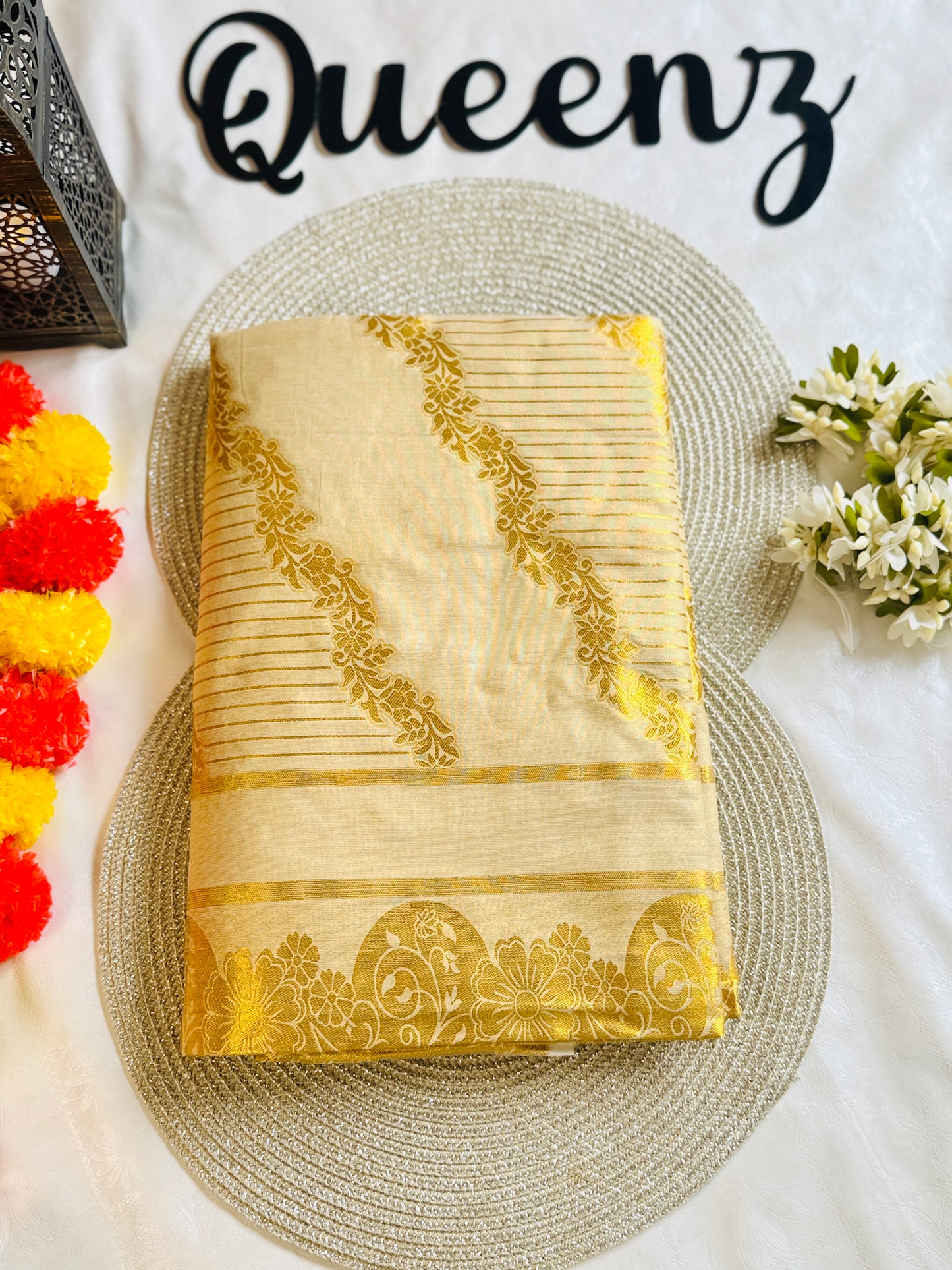 SS206-Tissue Golden Weaved Premium Saree