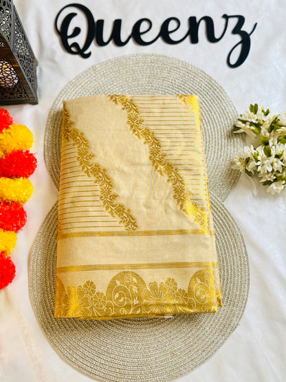SS206-Tissue Golden Weaved Premium Saree