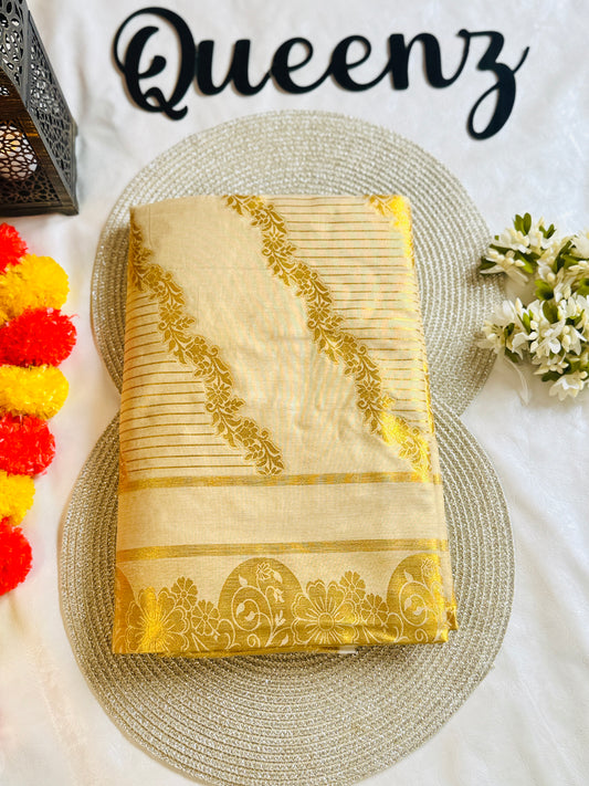 SS206-Tissue Golden Weaved Premium Saree