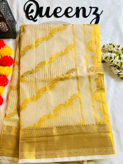 SS206-Tissue Golden Weaved Premium Saree
