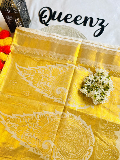 SS206-Tissue Golden Weaved Premium Saree