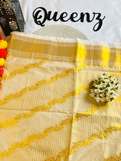 SS206-Tissue Golden Weaved Premium Saree