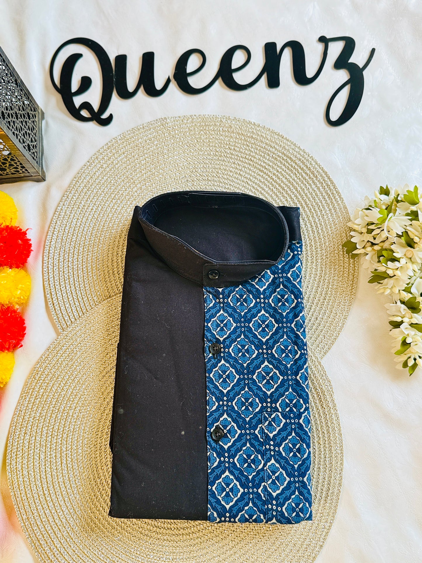 MQ006  Men's Black and Blue Shirt