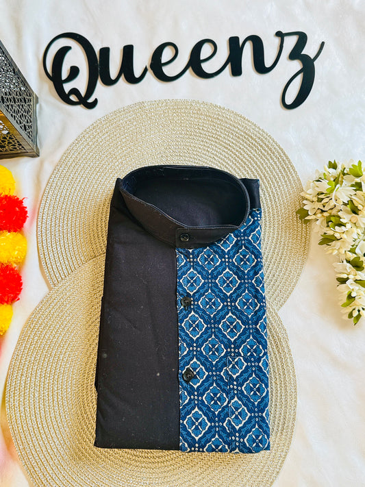 MQ006  Men's Black and Blue Shirt