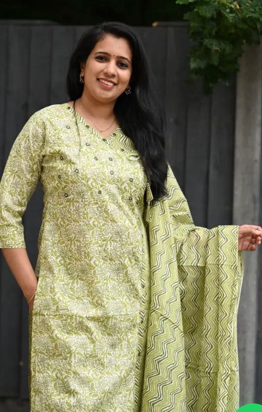 QS089-Partywear Aghranga Style Straight Cut Salwar Set