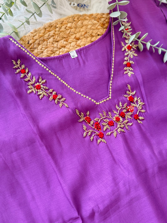QS753- Lavender  Mulchanderi Coord Set