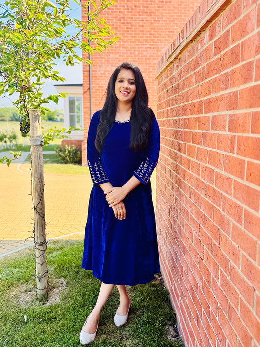 QS500 Velvet A-line Frock Kurta