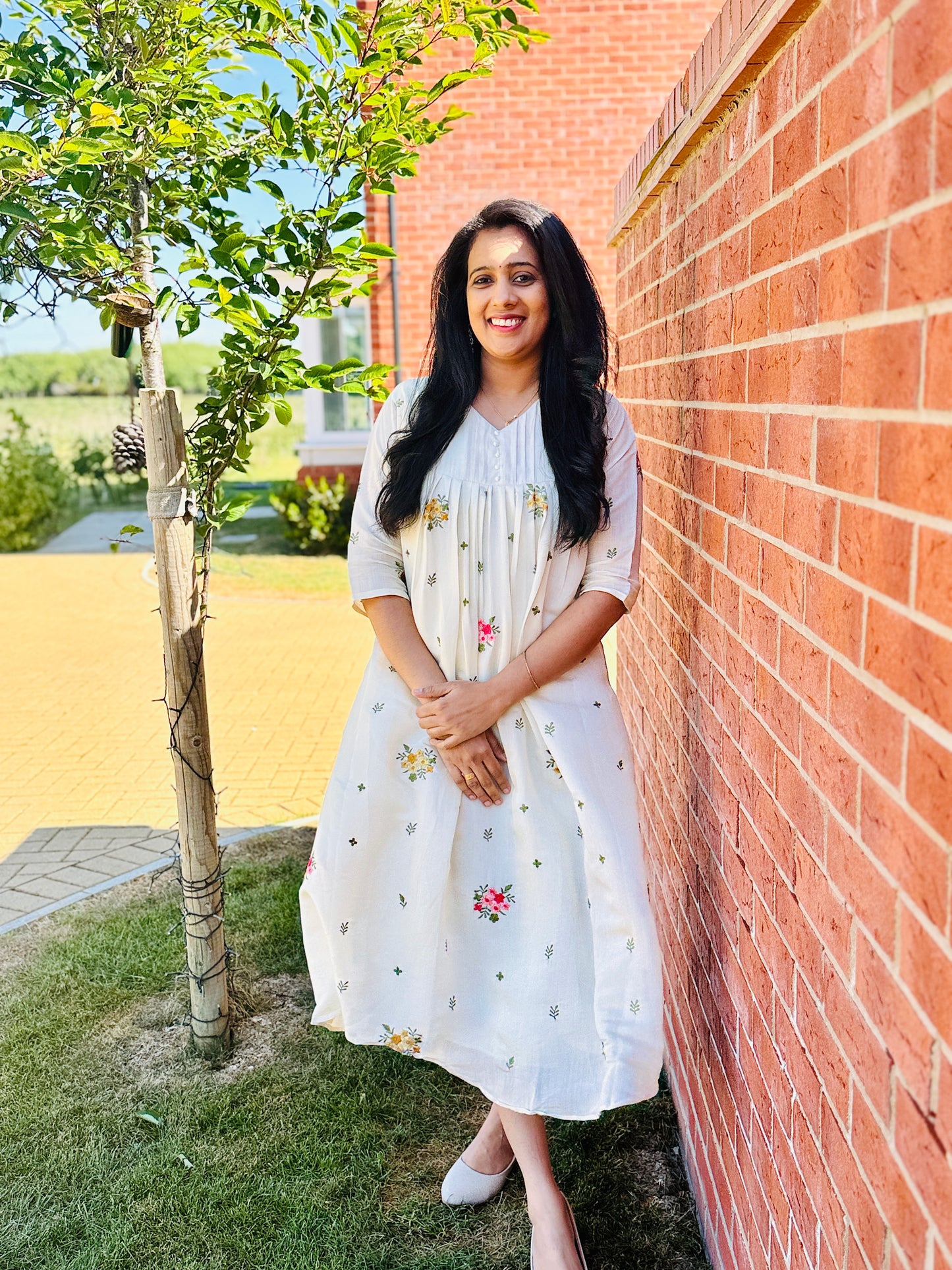 QS501-Cream Mul Chanderi Kurta