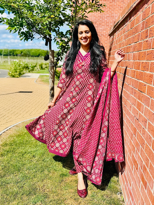 QS087-Partywear Cotton Anarkali