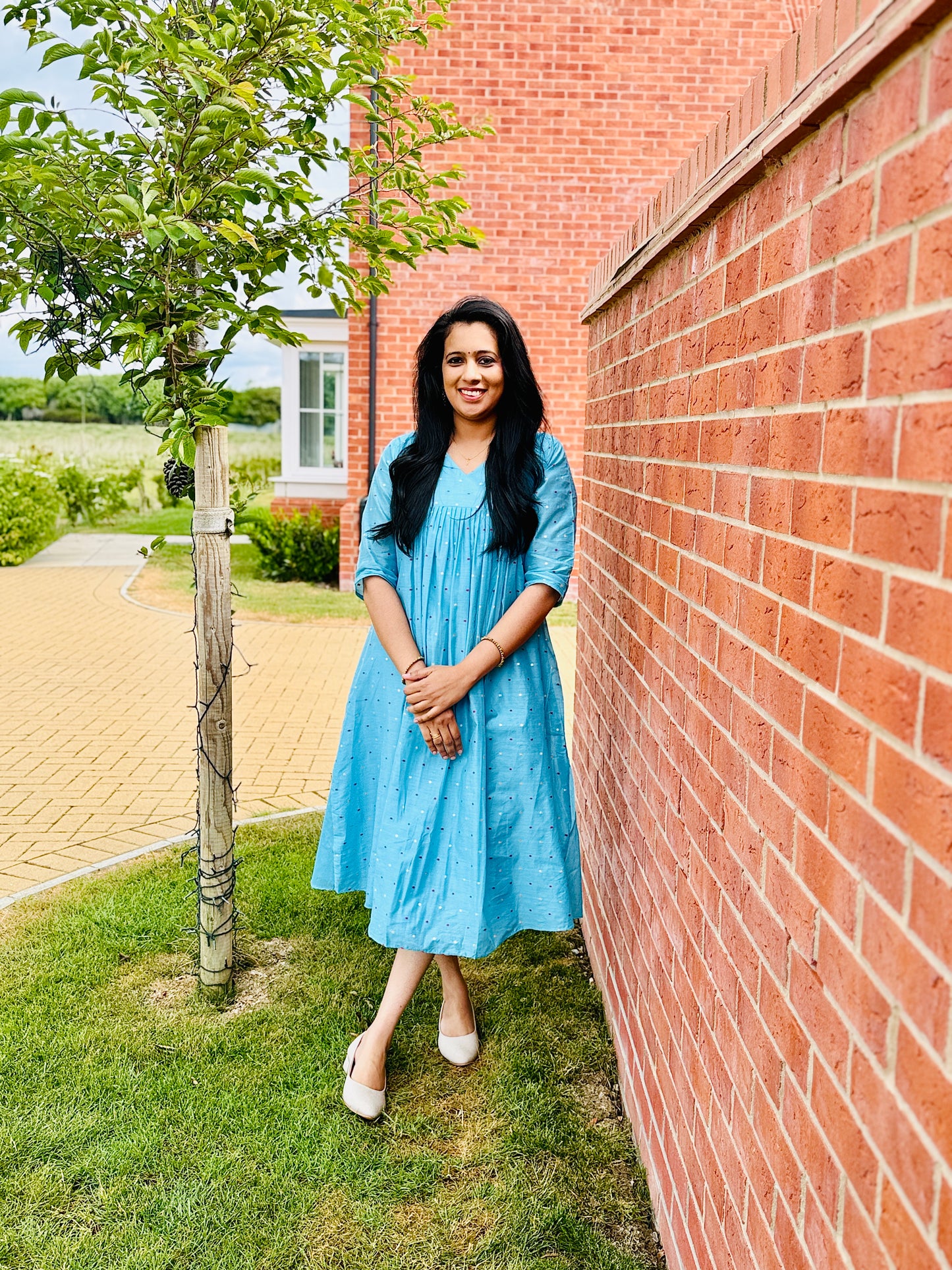 QS502- Sky Blue Chanderi  Kurta