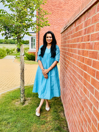 QS502- Sky Blue Chanderi  Kurta