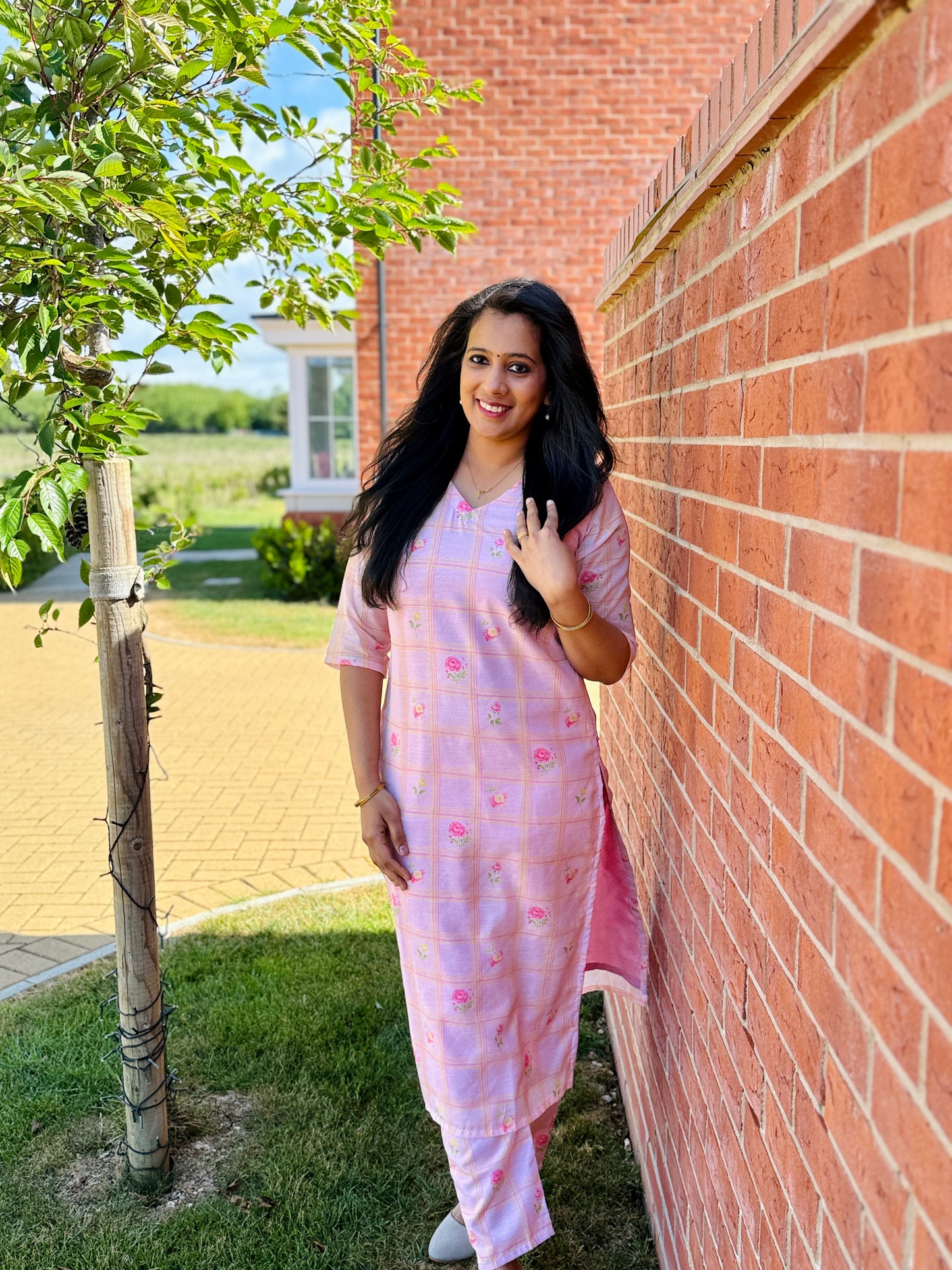 QS239-Mul Chanderi Checked Coord Set