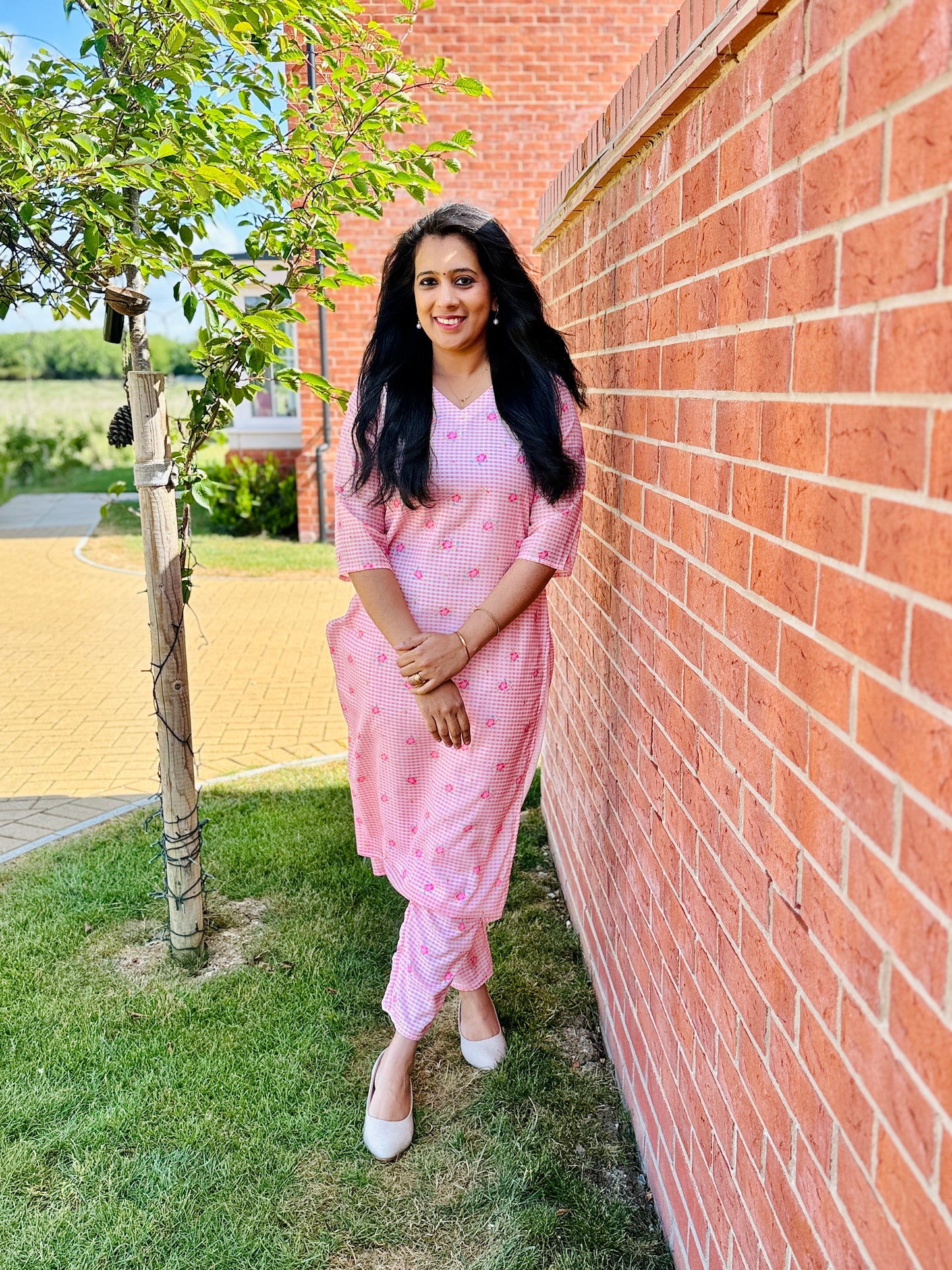 QS238-Mul Chanderi Checked Coord Set